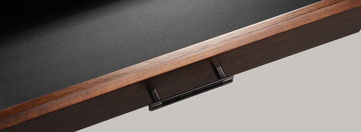 55 Classic Leather Finish Standing Desk with Drawers for Home Office