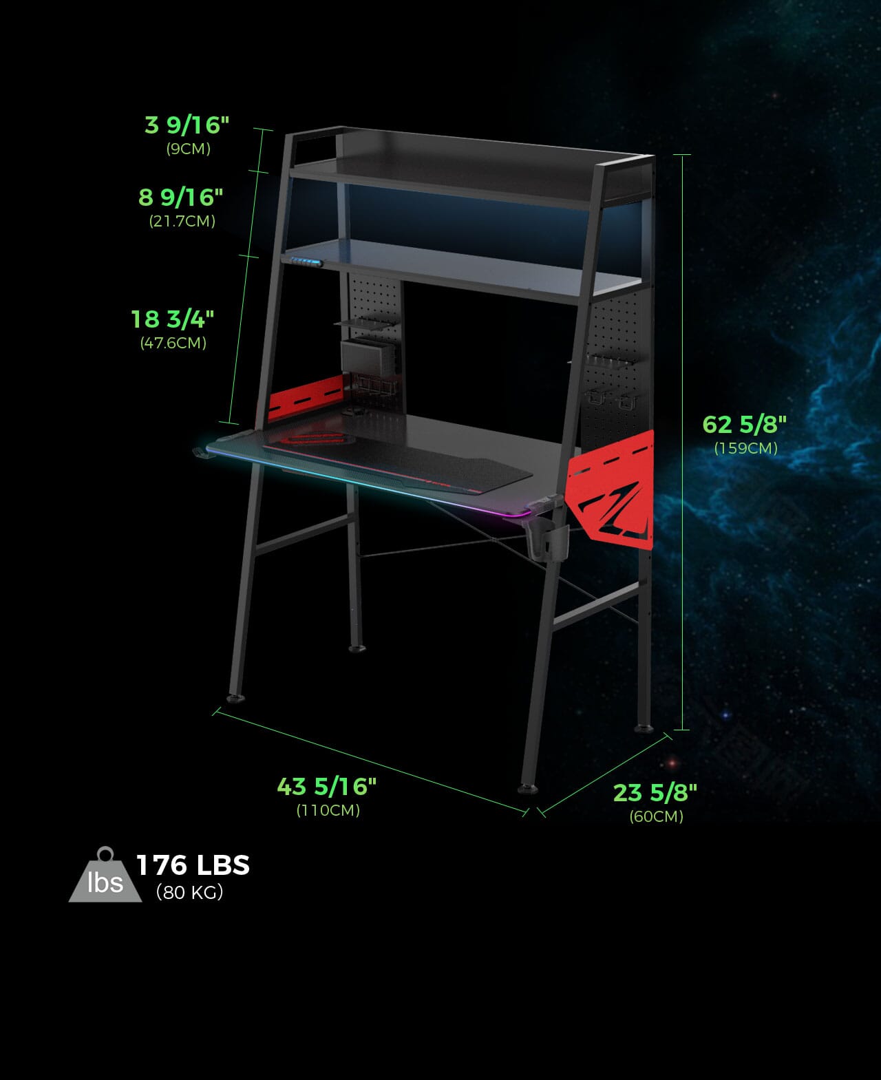 GAMING DESK: MGD 44" RGB - Take Your Experience To The Next Level - Gaming Chair Blue  - Eureka Ergonomic GAMING-DESKS SCENE20