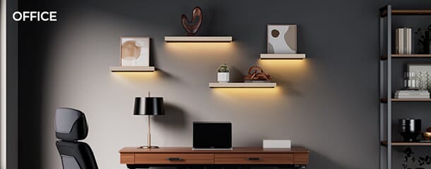 Eureka Wall Shelf Wooden Storage and Organization with RGB Lighting