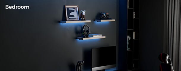 Eureka Wall Shelf Wooden Storage and Organization with RGB Lighting